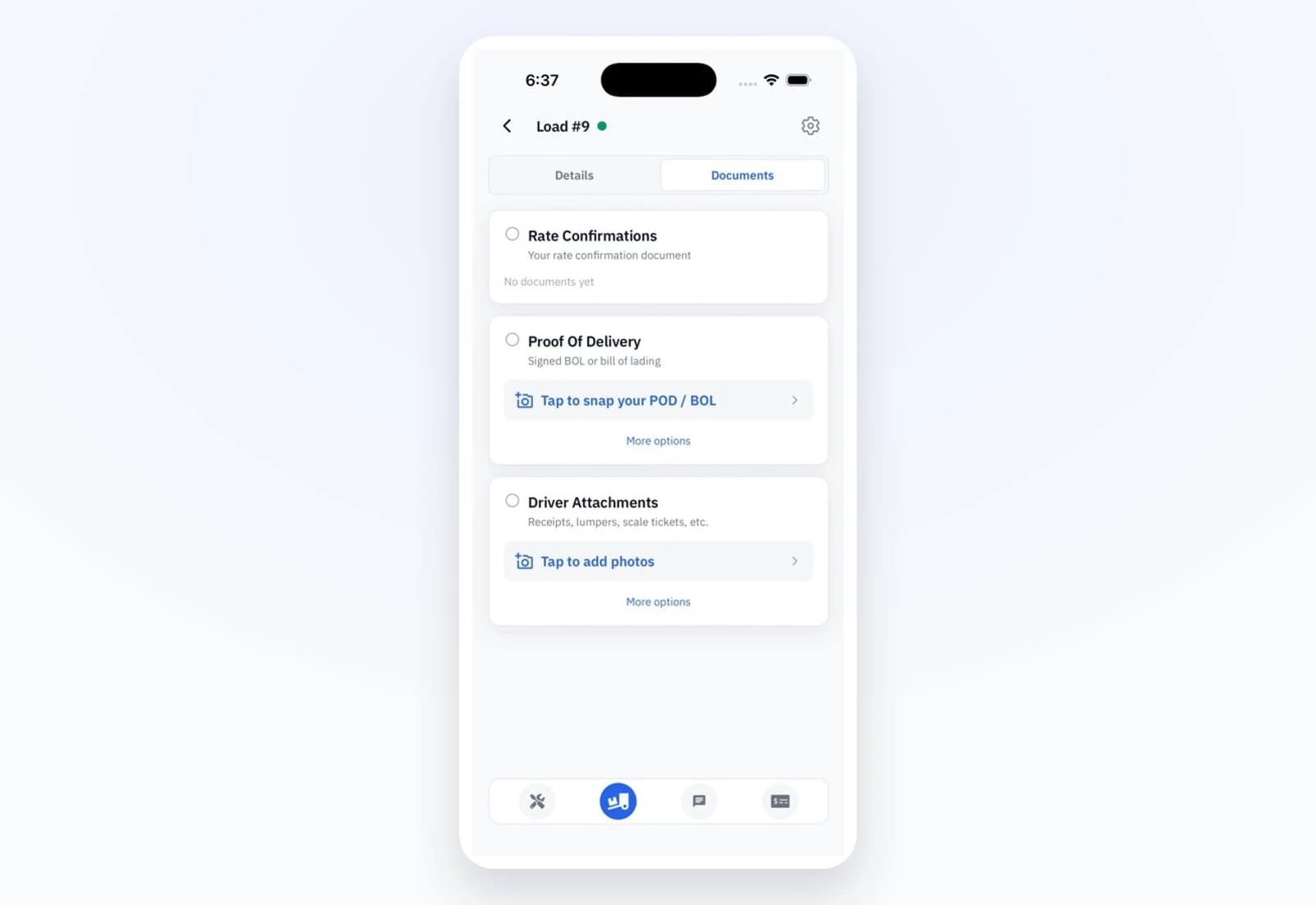 DENEMO iOS driver app document capture